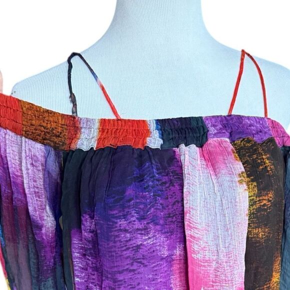 Womens Loved by Anthropologie Floreat Zora Off Shoulder Multicolor Dress - Sz XS - Picture 2 of 2